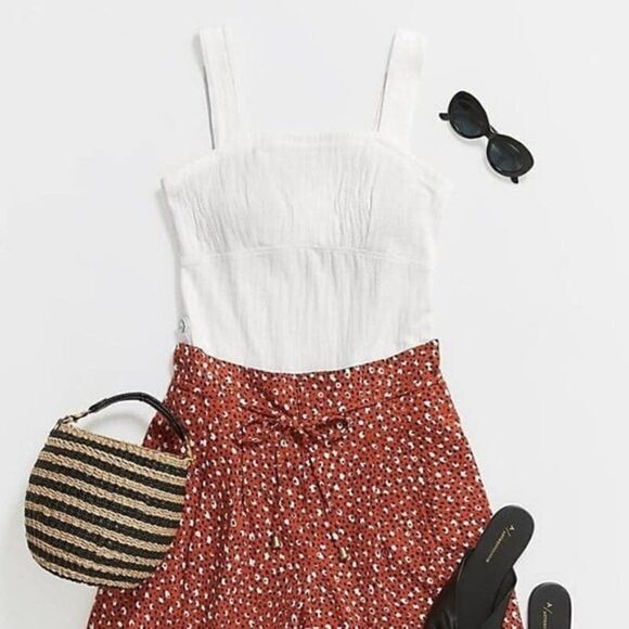 Anthropologie Maeve White Callie Side Button Tank - Picture 1 of 5